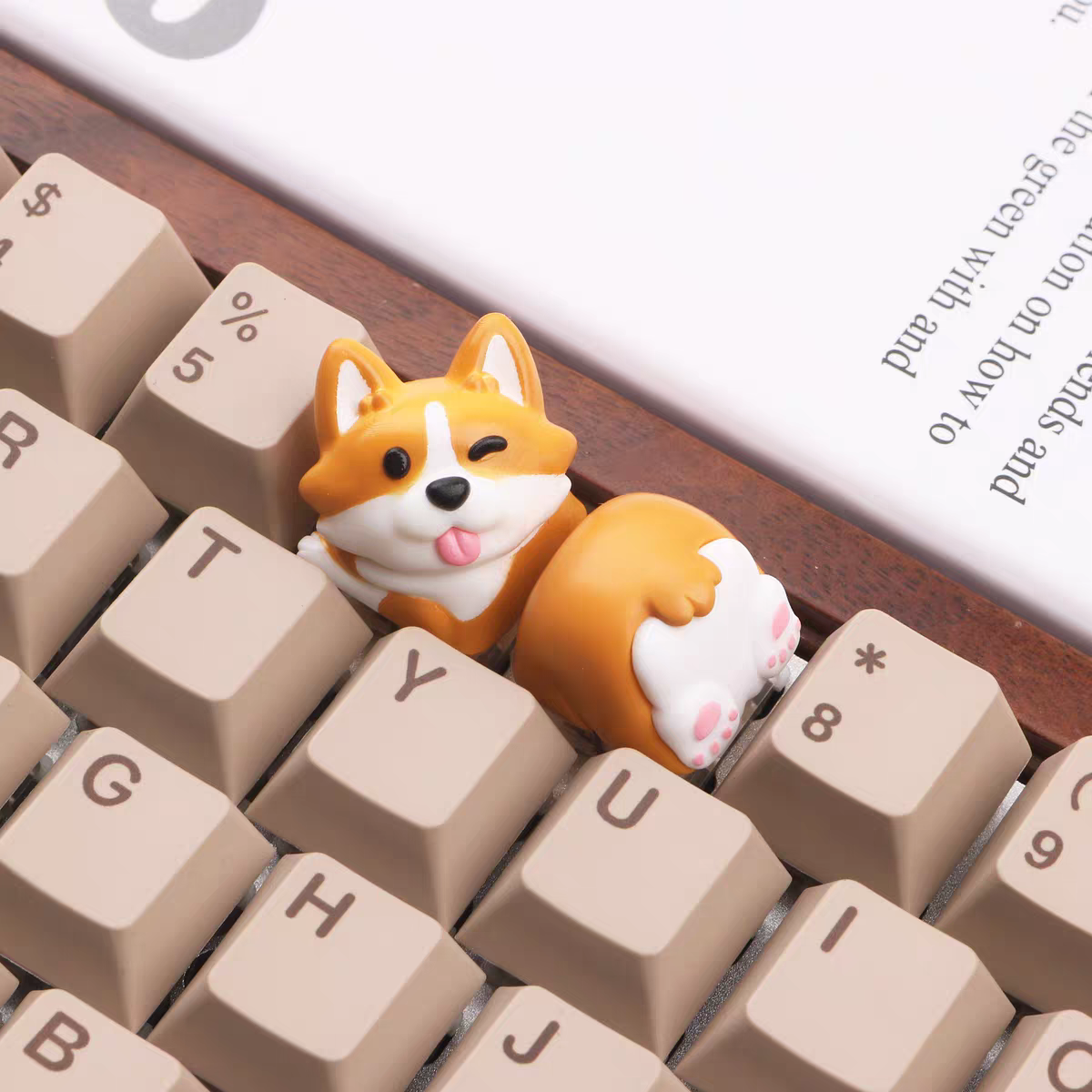 3D Printing Keyboard Keys - Universal Cartoon Corgi Keycaps 3D Corgi