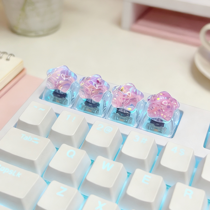 3D Printing Keyboard Keys - 4pcs DIY Personalized Transparent Star Glitter