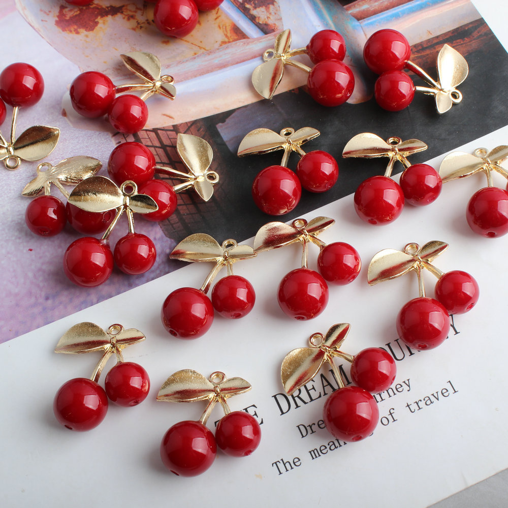 10Pcs 3D Alloy Cute Red Cherry - 3D Printing Earrings avis et prix