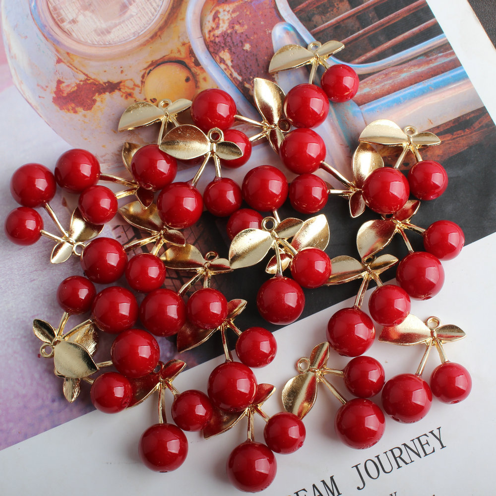 10Pcs 3D Alloy Cute Red Cherry - 3D Printing Earrings avis et prix
