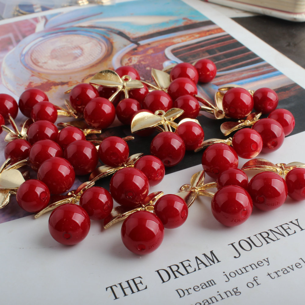 10Pcs 3D Alloy Cute Red Cherry - 3D Printing Earrings avis et prix
