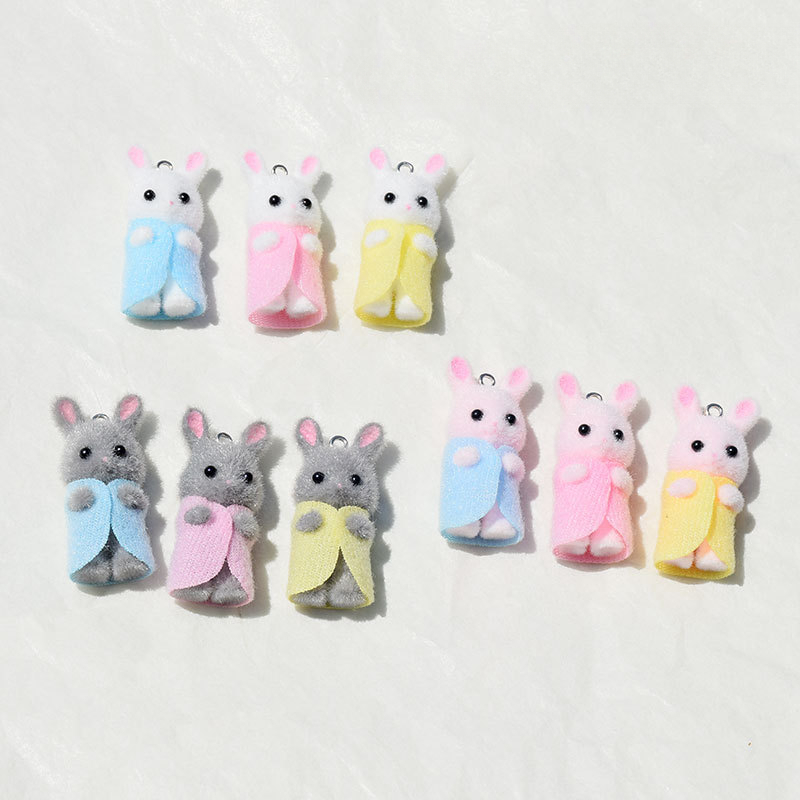 3Pcs 3D Flocking Resin Rabbit  - 3D Printing Earrings avis et prix