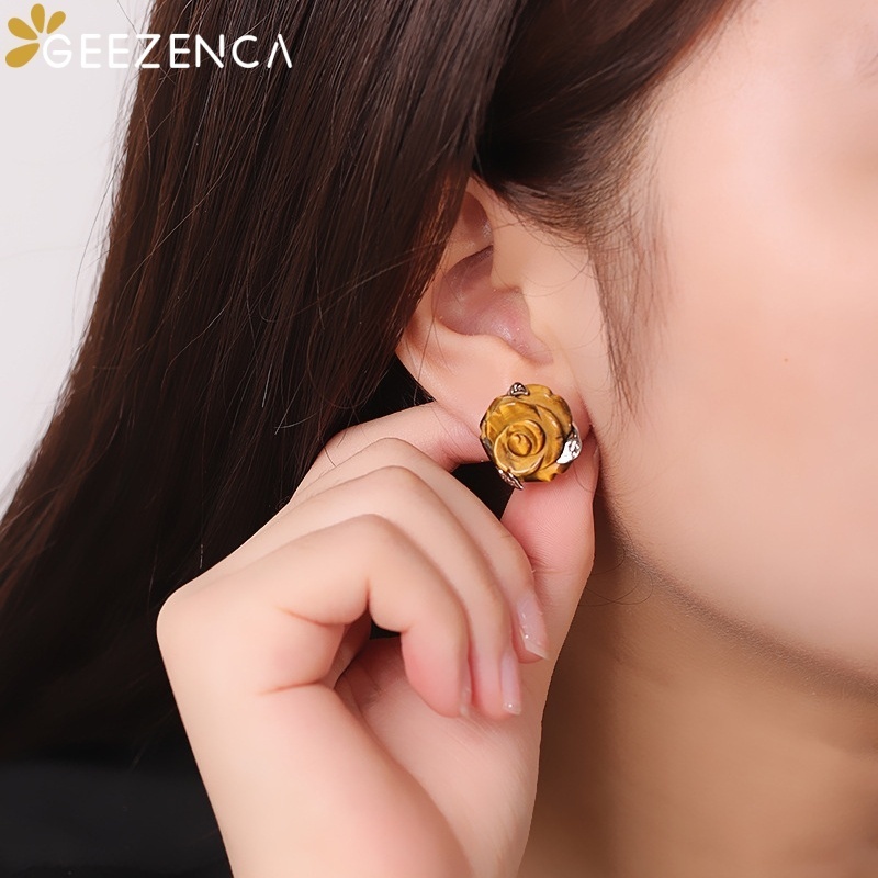 GEEZENCA Tiger's Eye Stone 925 - 3D Printing Earrings avis et prix