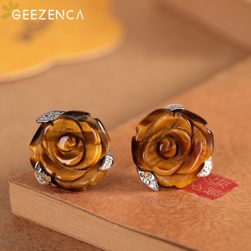GEEZENCA Tiger's Eye Stone 925 - 3D Printing Earrings avis et prix