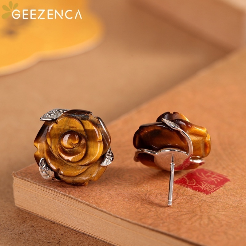 GEEZENCA Tiger's Eye Stone 925 - 3D Printing Earrings avis et prix